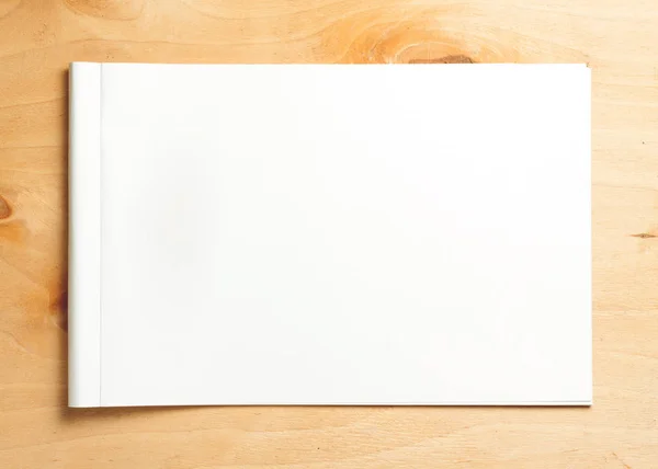 Empty Sheet Sketchbook Album Drawing Wooden Background — Stock Photo, Image