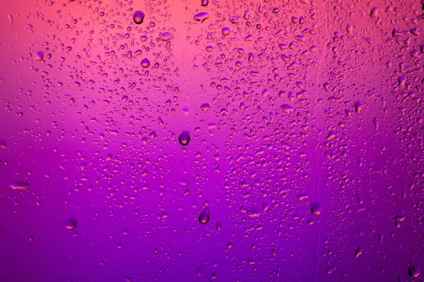 Rainy Window Drops Glass Purple Back Light — Stock Photo, Image