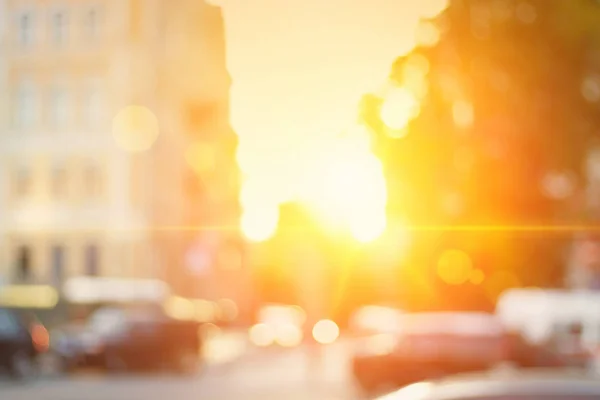 Foto Fundo Borrada Cidade Dourada Desfocada Com Flares Lente — Fotografia de Stock