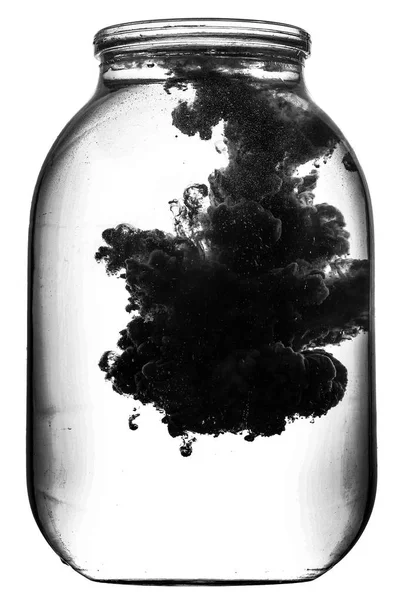 Verf Wervelende Water Splash Van Verf Een Glazen Pot — Stockfoto