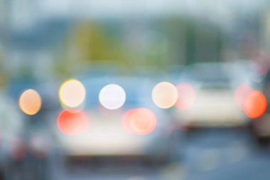 Bulanık ışıklar. Akşam şehir bokeh. Ufuk cityscape