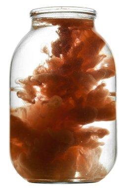 Suda dönen boya. Splash boya bir cam kavanoz.