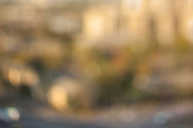 Büyüleyici sonbahar. Bulanık tilt-shift cityscape.