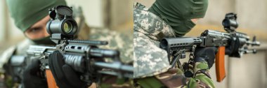 refleks görme ile bir Ak-47 ile nişan adam