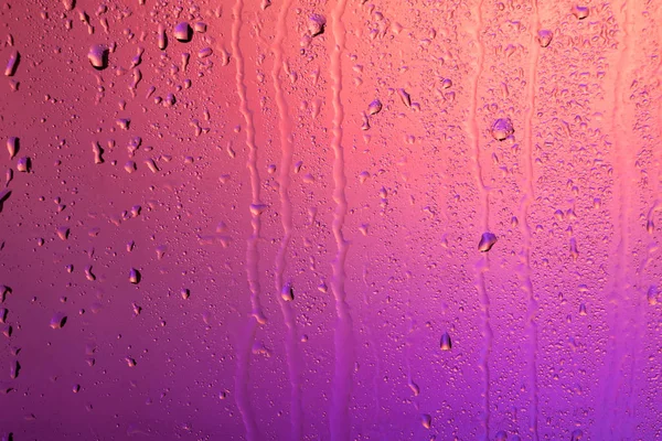 Rainy Window Drops Glass Purple Back Light — Stock Photo, Image