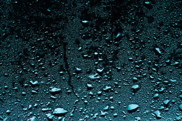 Rainy Window Drops Glass Blue Back Light — Stock Photo, Image