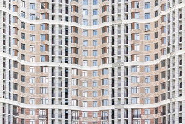 Modern ön fabrikasyon ev cephe. Kiev, Ukrayna. Avrupa seyahat fotoğraf.