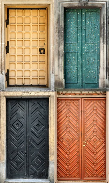 Set Puertas Antiguas Lvov Ucrania Ejemplos Patrimonio Arquitectónico Mundial — Foto de Stock