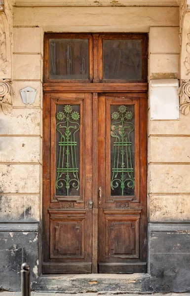 Drzwi Starego Budynku Europy Wygląd Zewnętrzny Element Starożytnego Lwowa Przykład — Zdjęcie stockowe