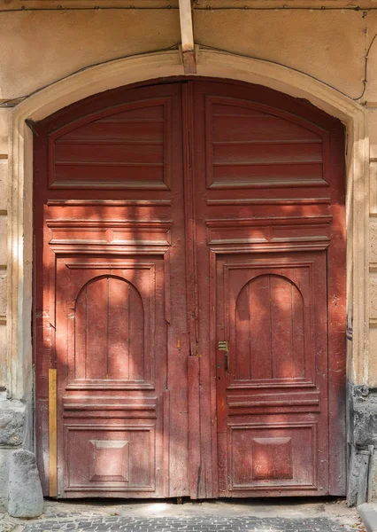 Drzwi Starego Budynku Europy Wygląd Zewnętrzny Element Starożytnego Lwowa Przykład — Zdjęcie stockowe
