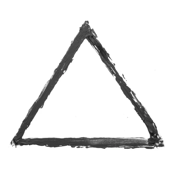 Triángulo Negro Dibujado Por Gouache Sobre Fondo Blanco —  Fotos de Stock
