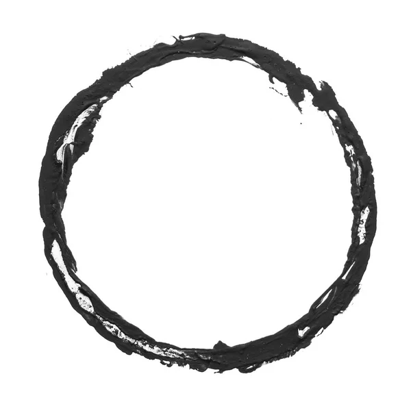Zwarte Cirkel Getrokken Door Gouache Een Witte Achtergrond — Stockfoto