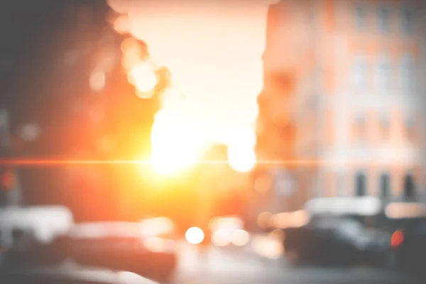 Prachtige Zonsondergang Stad Bokeh Onscherpe Achtergrondfoto — Stockfoto