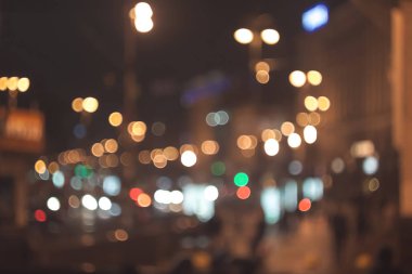 Bulanık ışıklar. Akşam şehir bokeh. Ufuk cityscape.