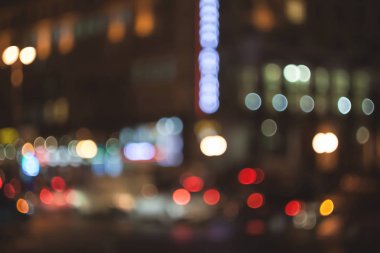 Bulanık ışıklar. Akşam şehir bokeh. Ufuk cityscape.