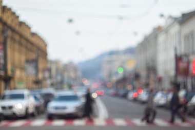 Gece şehir bokeh. Arka plan bulanık. Ufuk cityscape. Nazik bokeh