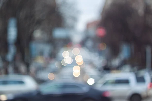 Wazig Lights Avond Stad Bokeh Intreepupil Stadsgezicht — Stockfoto