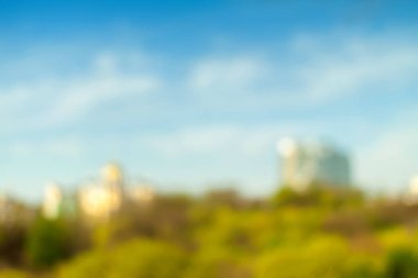 Güzel gün batımı şehir bokeh. Arka plan bulanık fotoğraf.