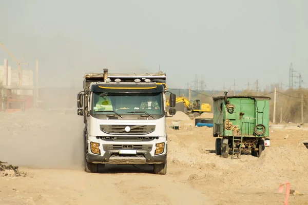 Truck Driving Construction Site — Stock Photo, Image