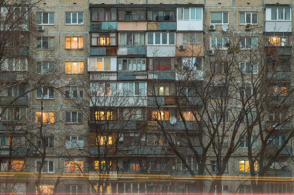 Balkony Starém Domě Prefabrikovaných Panelů Kyjev Ukrajina — Stock fotografie