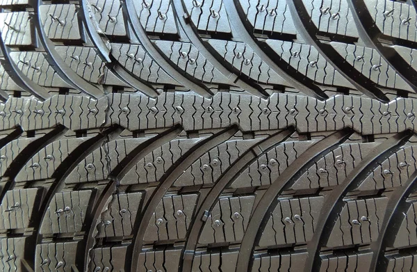 Contact Patch Studless Tire Symmetrical Tread Pattern Macro Shot — Stock Photo, Image