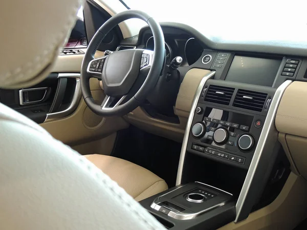 Vehicle Interior With Beige Leather Trim