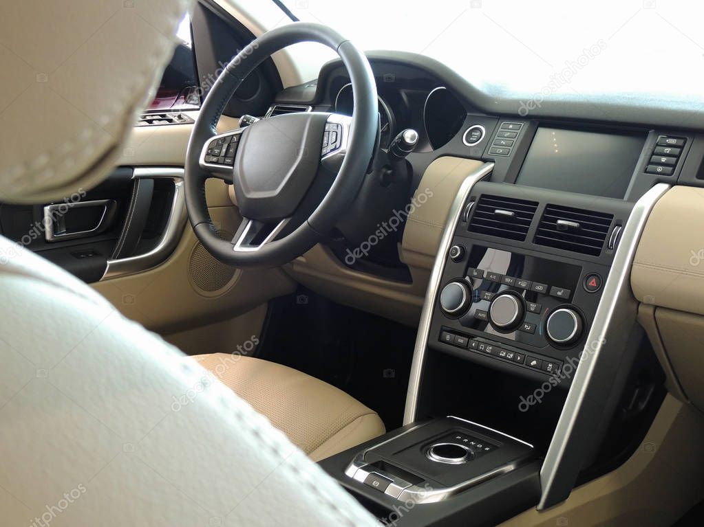 Vehicle Interior With Beige Leather Trim 