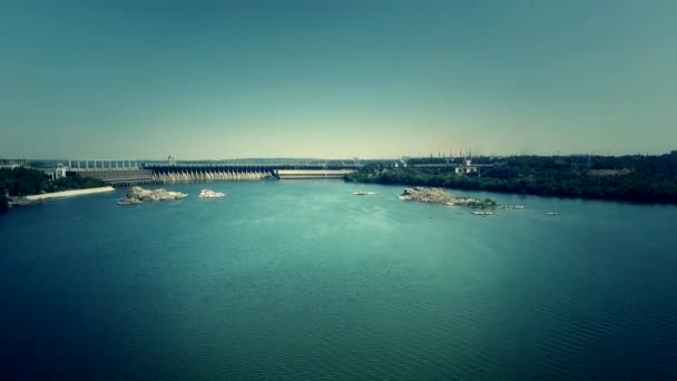 Overzicht Van Waterkrachtcentrale Luchtfoto — Stockvideo