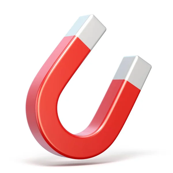 Red Horseshoe Magnet Rendering Illustration Isolated White Background — Stock Photo, Image