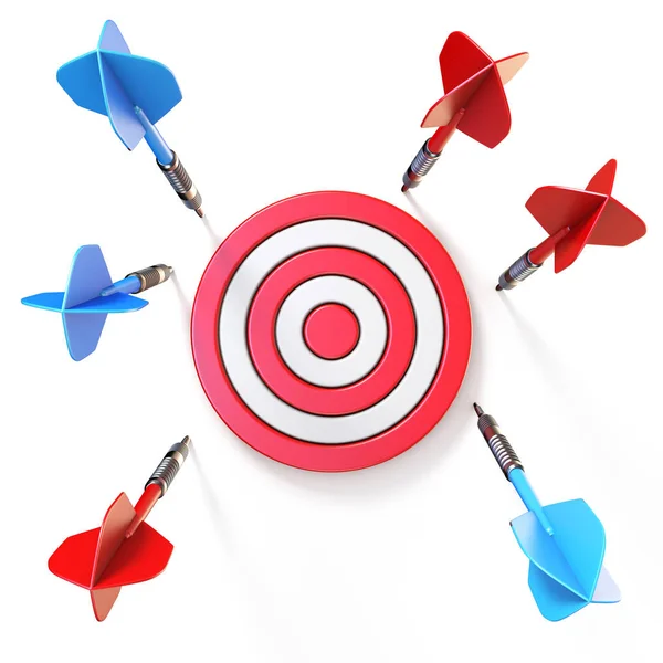 Blue Red Dart Miss Target Front View Rendering Illustration Isolated — Stock Photo, Image