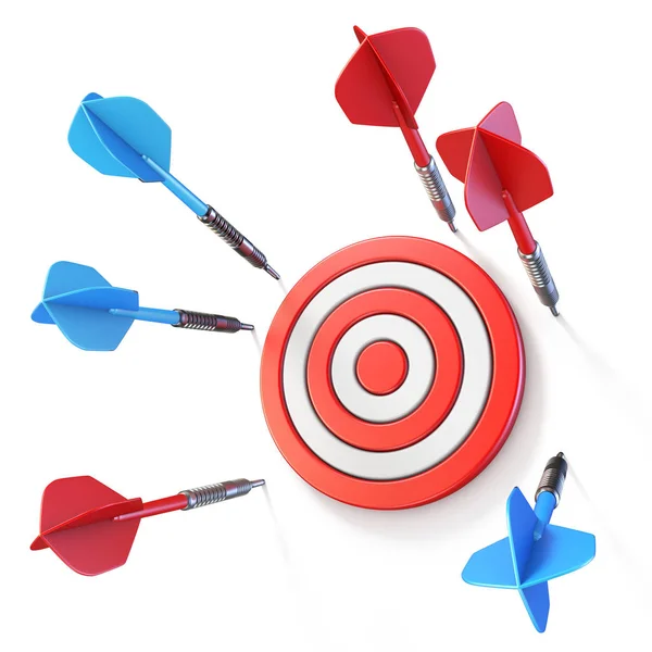 Blue Red Dart Miss Target Side View Rendering Illustration Isolated — Stock Photo, Image