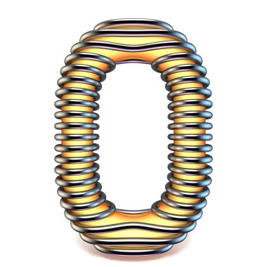 Turuncu sarı O mektupta metal kafes 3d render illüstrasyon izole beyaz arka plan üzerinde