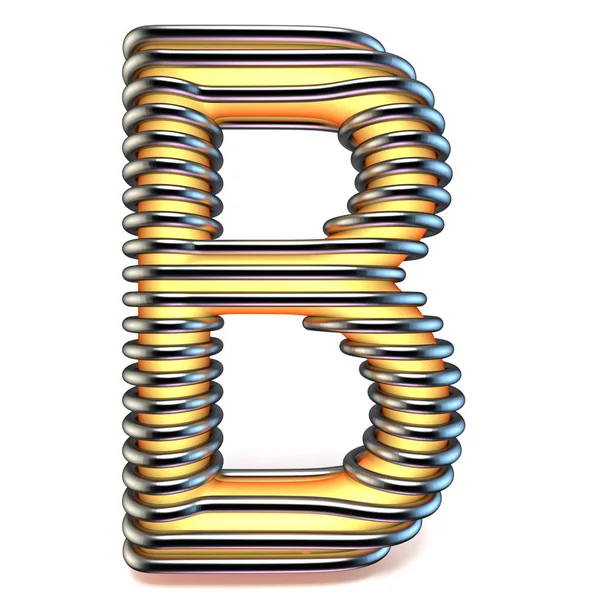 Orange Yellow Letter Metal Cage Render Illustration Isolated White Background — Stok Foto