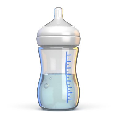 Biberon 3d render illüstrasyon izole beyaz arka plan üzerinde açılan