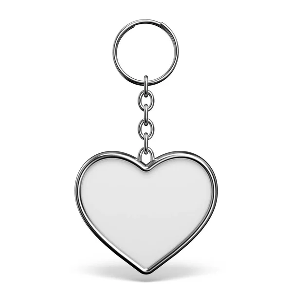 Blank Metal Trinket Ring Key Heart Shape Rendering Illustration Isolated — Stock Photo, Image