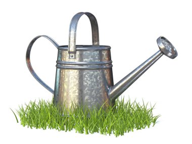 Sulama olabilir çim 3d render illüstrasyon izole beyaz arka plan üzerinde üzerinde