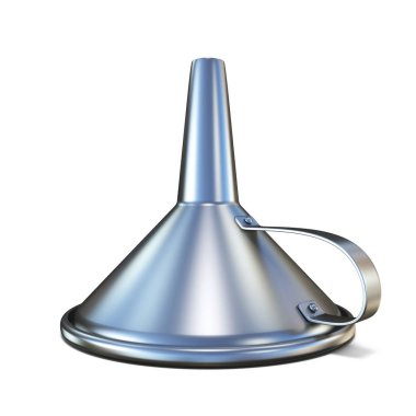 Metal huni 3d render illüstrasyon izole beyaz arka plan üzerinde