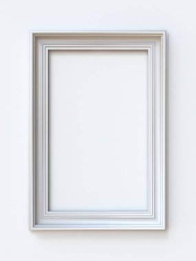 Beyaz resim çerçeve dikdörtgen 3d render illüstrasyon izole beyaz arka plan üzerinde