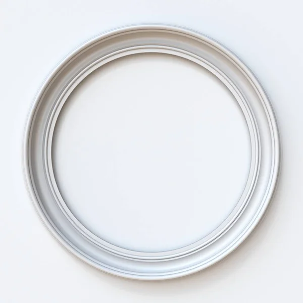 白い背景に分離された白の画像フレーム円形 レンダリング図 — ストック写真