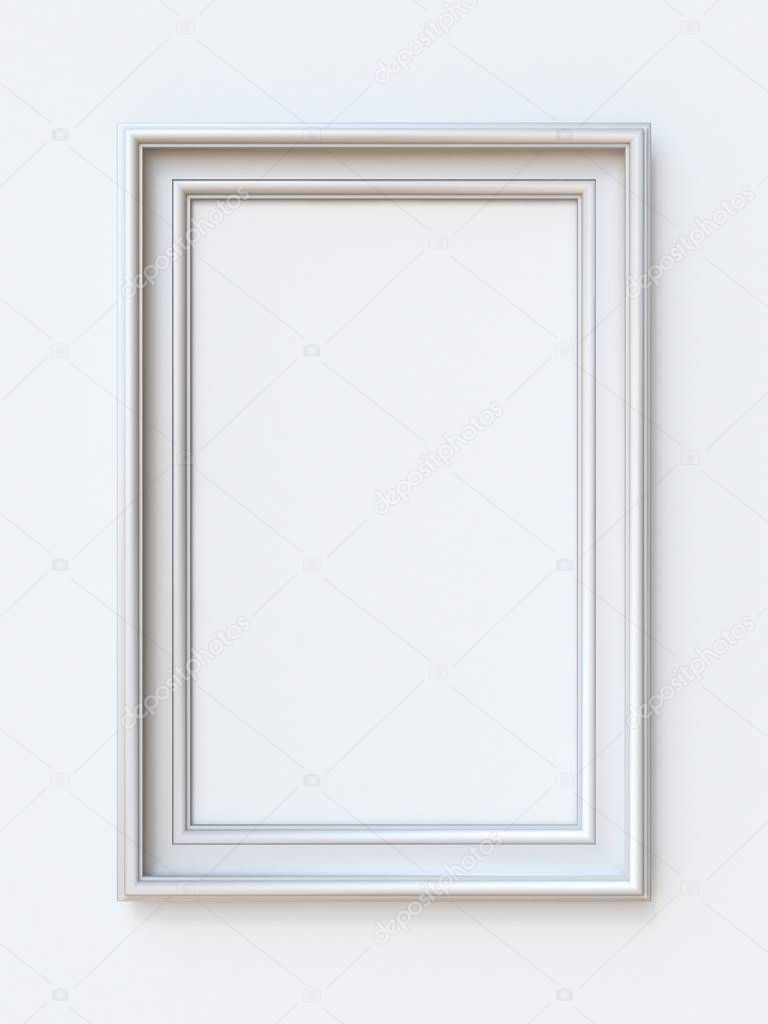 White picture frame rectangular 3D rendering illustration isolated on white background
