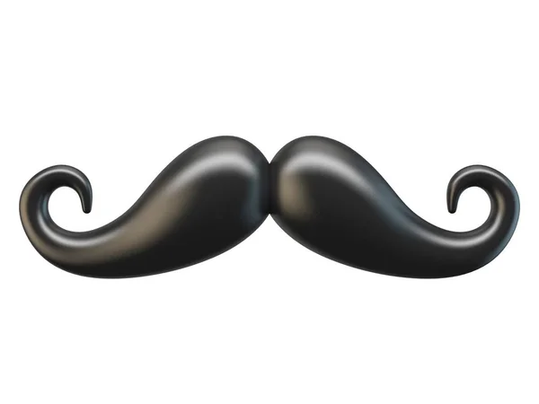 Black Mustache Rendering Illustration Isolated White Background — Stock Photo, Image