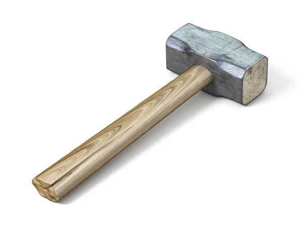 Fém Sledge Hammer Renderelés Illusztráció Elszigetelt Fehér Background — Stock Fotó