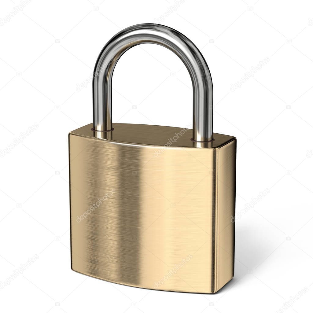 Padlock side view 3D rendering illustration isolated on white background