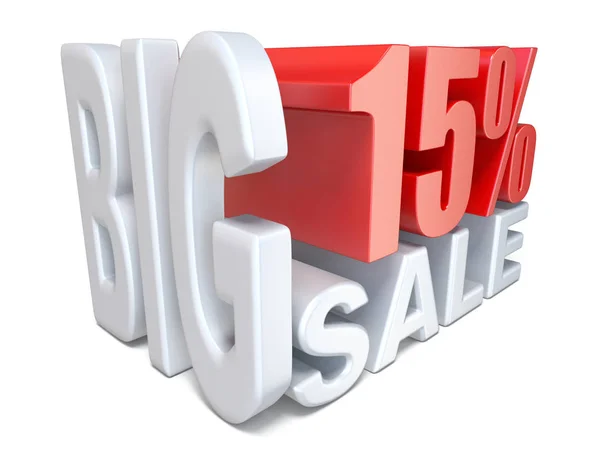White Red Big Sale Sign Percent Render Illustration Isolated White — Stock Photo, Image