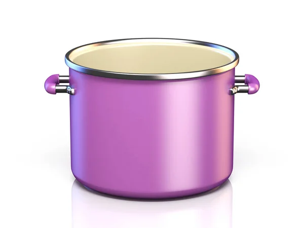 Фіолетовий Кухонний Горщик Ілюстрація Ізольована Білому Тлі — стокове фото