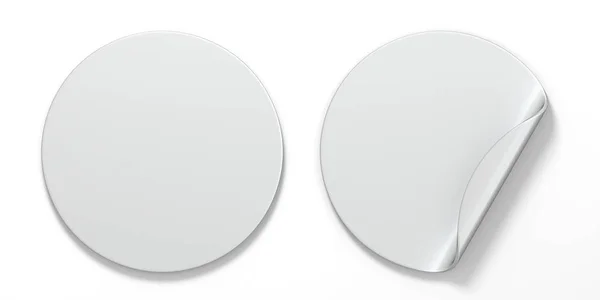 Leere Weiße Kreis Aufkleber Mit Gebogener Ecke Darstellung Isoliert Auf — Stockfoto