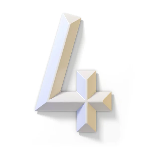 Weiße Dimensionale Schrift Nummer Vier Darstellung Isoliert Auf Weißem Hintergrund — Stockfoto