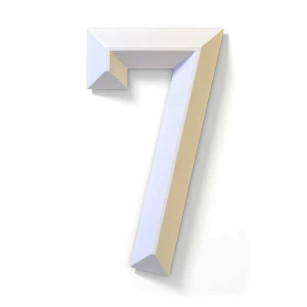 White Dimensional Font Number Seven Render Ilustração Isolada Fundo Branco — Fotografia de Stock