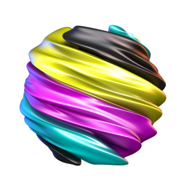 Beyaz arka plan üzerinde soyut Cmyk renk küre 3d render illüstrasyon izole