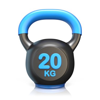 Beyaz zemin üzerine mavi 20 kg su ısıtıcısı çan 3d render illüstrasyon izole